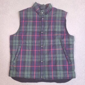 Vintage Gap Puffer Vest Large Mtn. Country 94‎ Fleece Lined Tartan Plaid Preppy